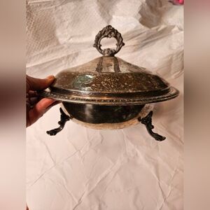Vintage Silver Plated Serving Dish with Lid Silv 1158 Antique